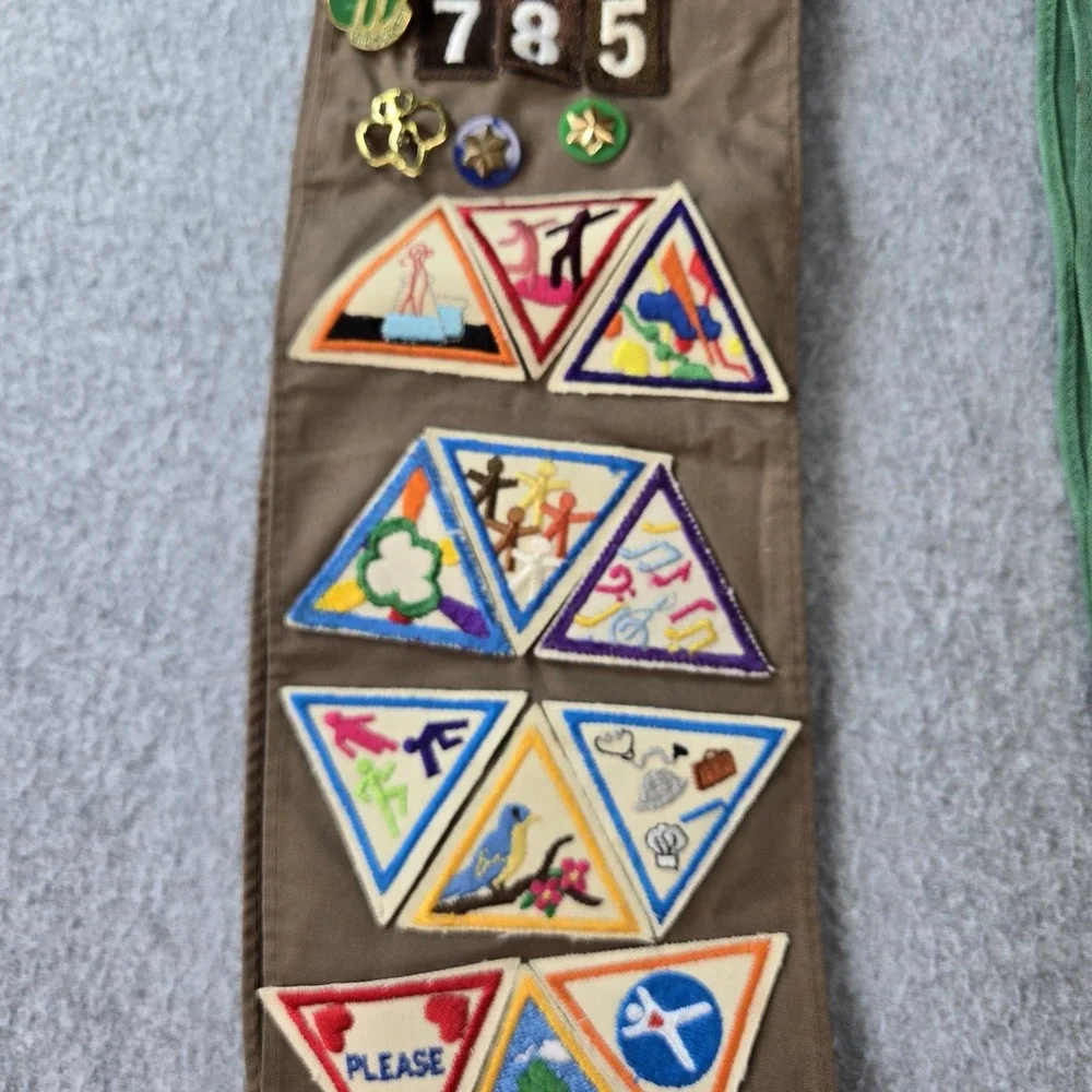 Vintage Girl Scouts U.S.A. Bundle Girls One Size‎ Multicolor Scarf Patchwork